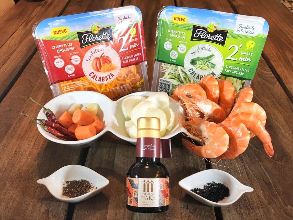 Espaguetis-de-Calabacín-y-Calabaza-con-Langostinos-Ingredientes