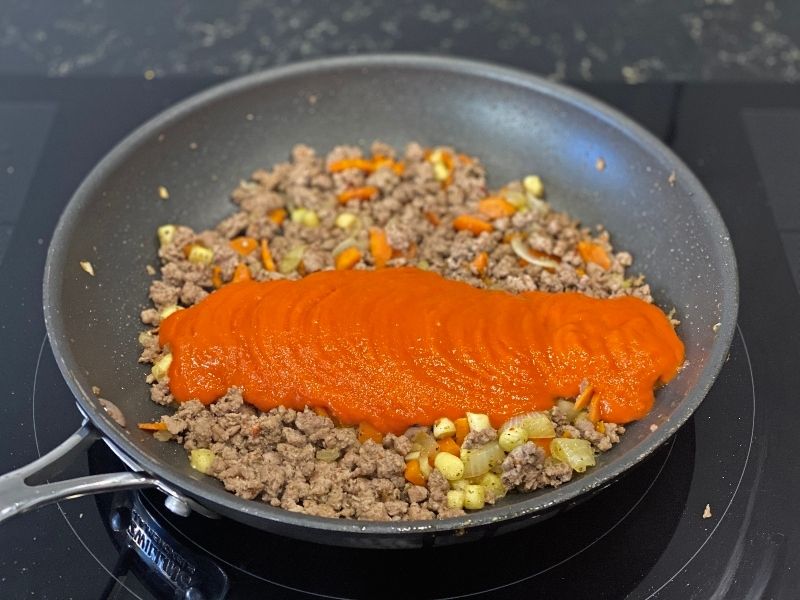 sofrito espaguetis de calabacín a la boloñesa