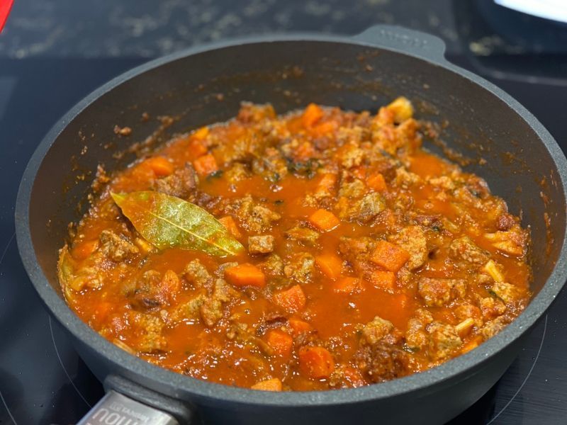lasaña con calabacín y boloñesa