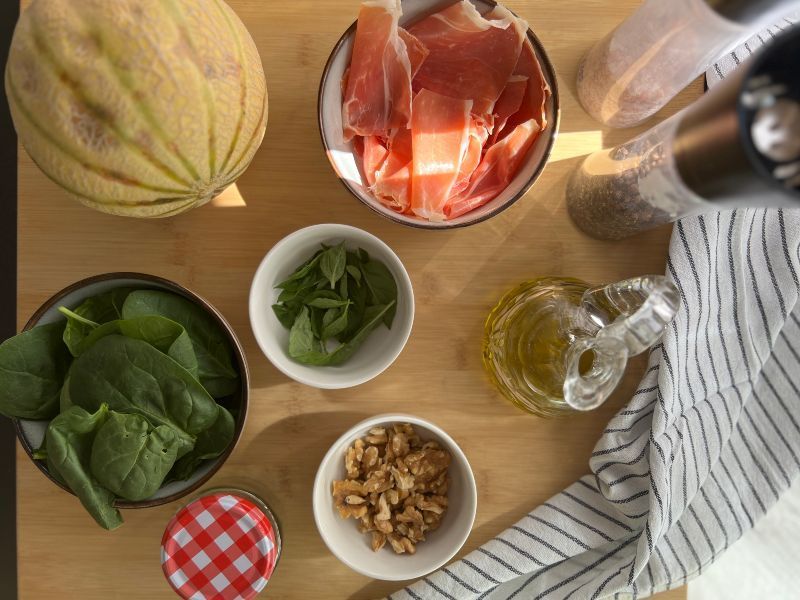 ingredientes melón con jamón